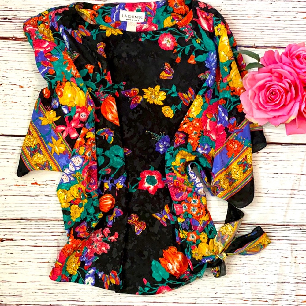 Vintage LA Chemise Floral Flutter Top Large - Picture 3 of 9